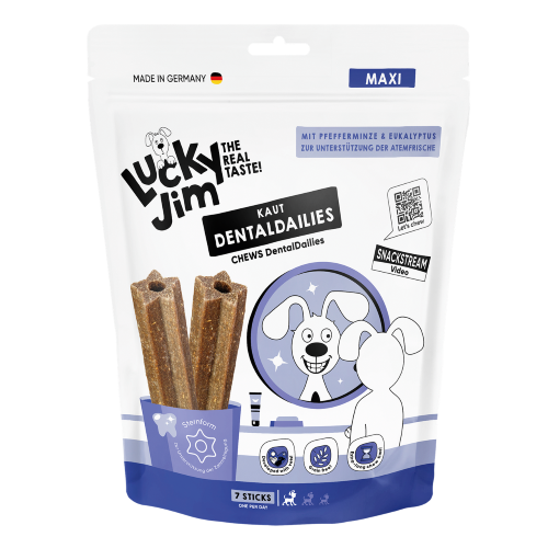 Lucky Jim DentalDailies Maxi vegane Zahnpflege-Sticks für große Hunde in der 350-g-Packung