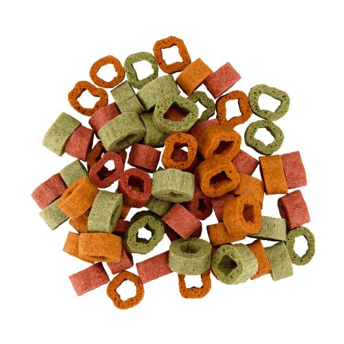 Bunte vegane Hunderinge aus Spinat, Kürbis und Rote Beete – Braaaf Mixed Hoops Snack lose