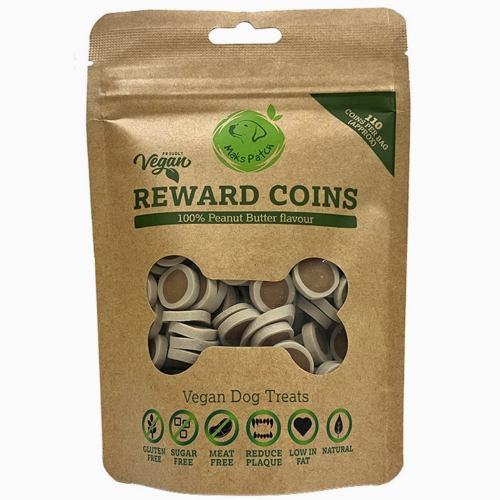 Miro & Makauri Reward Coins – vegane Trainingsleckerlis mit Erdnussbutter und Süßkartoffel für Hunde, 100g