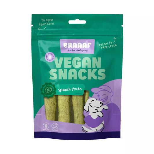 Braaaf vegane Spinat-Sticks für Hunde in der 80-g-Packung