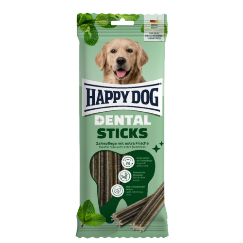 Happy Dog Dental Sticks vegetarische Zahnpflege für mittelgroße und große Hunde in der 130-g-Packung